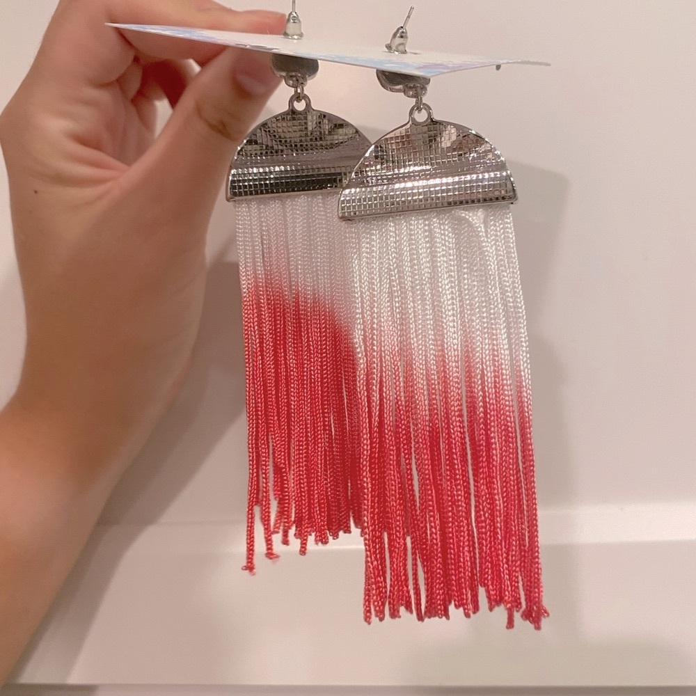 Silver Fringe Stud Back Earrings